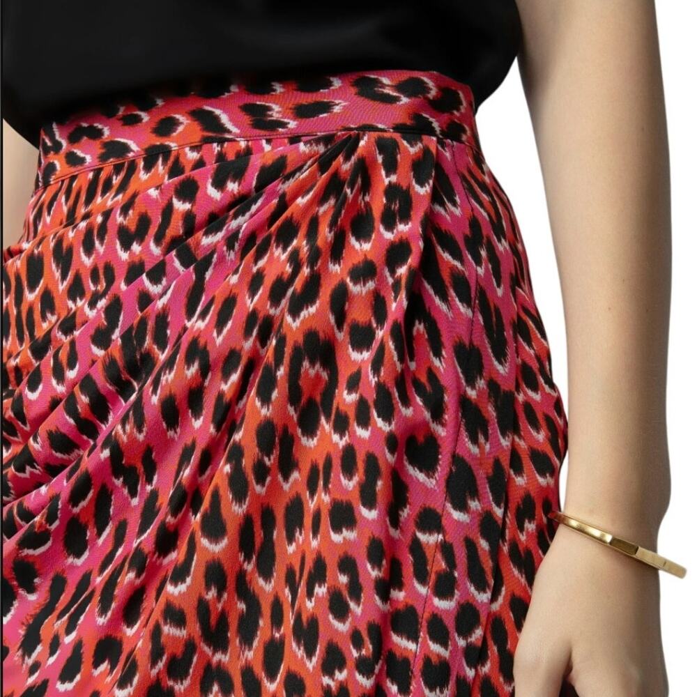 Zadig & Voltaire Skirt 100% Silk Pink Leopard Print Size 42 10 Large NWT - Picture 3 of 11